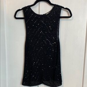 Amoretti Vintage Black Sequin Sleeveless Crochet Top - Stunning piece